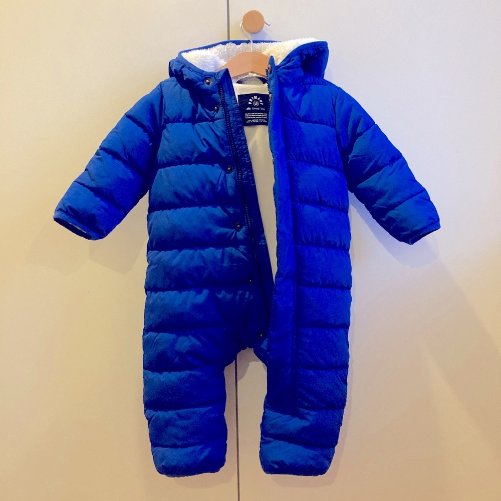 Primary Baby Parker Puffer Suit - Blue, 6-12 Months - Picture 2 of 5
